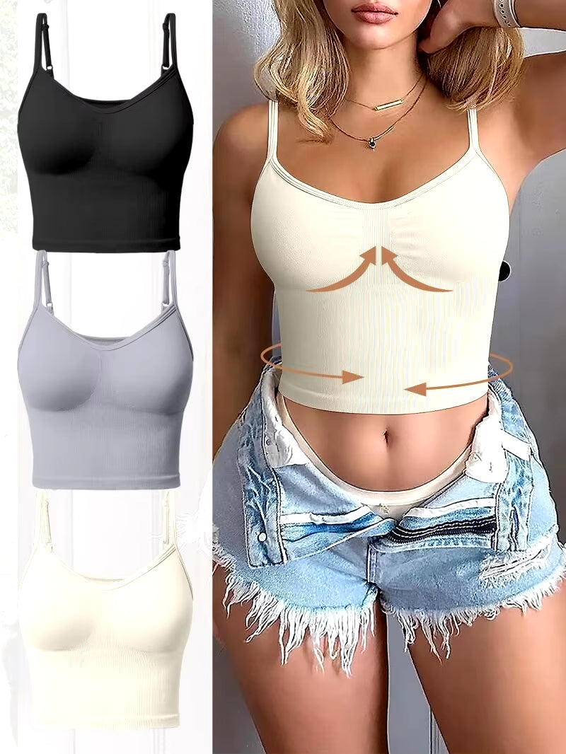 Women Yoga Vest 3 PCS Gym Sports Crop Tops Seamless Streetwear Fitness Running Vest Workout Bra Tank Top Female without Pad