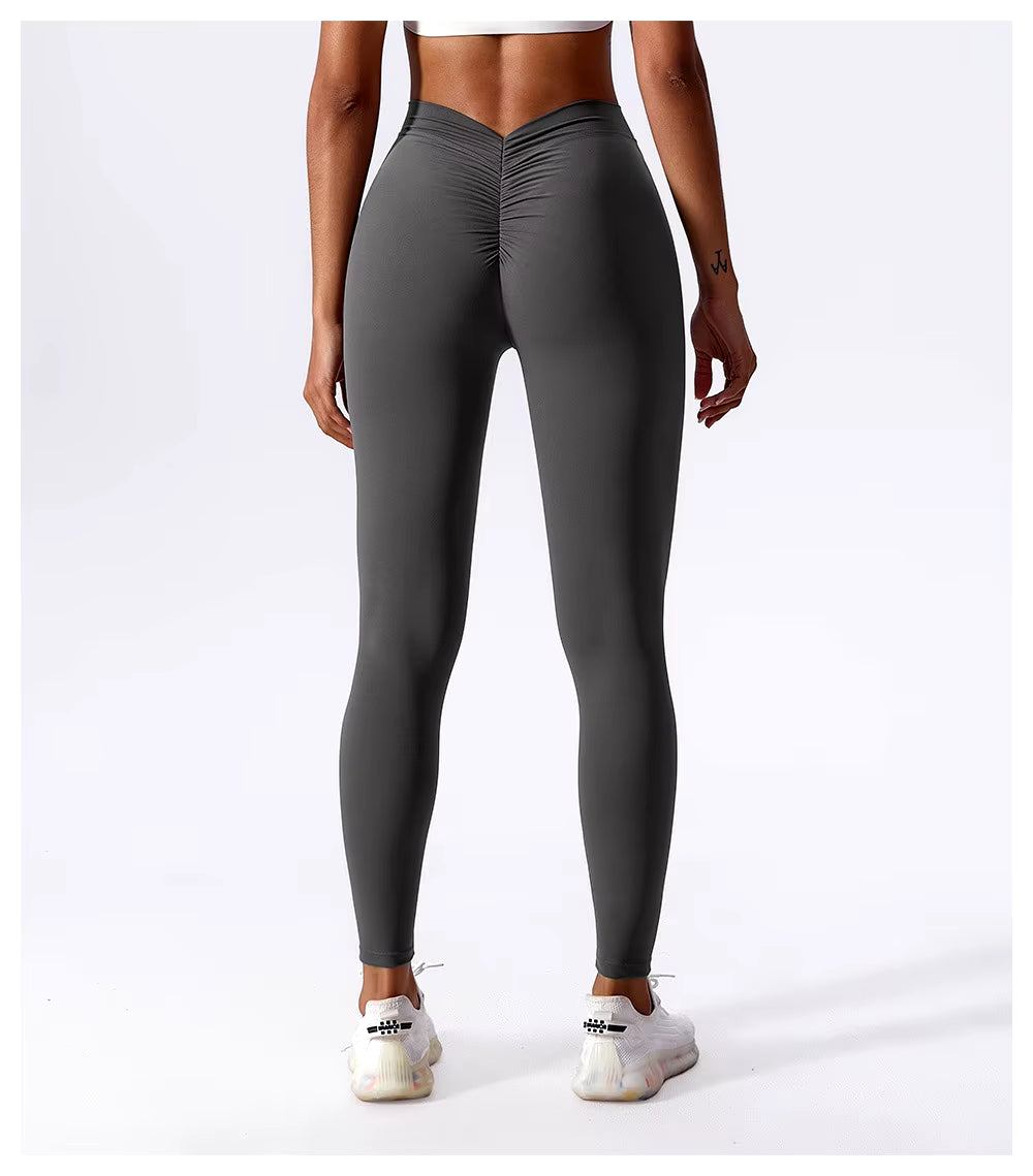 Yoga Pants Back V-Waist Fitness Hip Lift Honey Peach Hip Sports Tights No Awkwardness Thread Warp Hip Long Pants