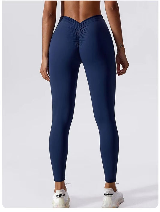 Yoga Pants Back V-Waist Fitness Hip Lift Honey Peach Hip Sports Tights No Awkwardness Thread Warp Hip Long Pants