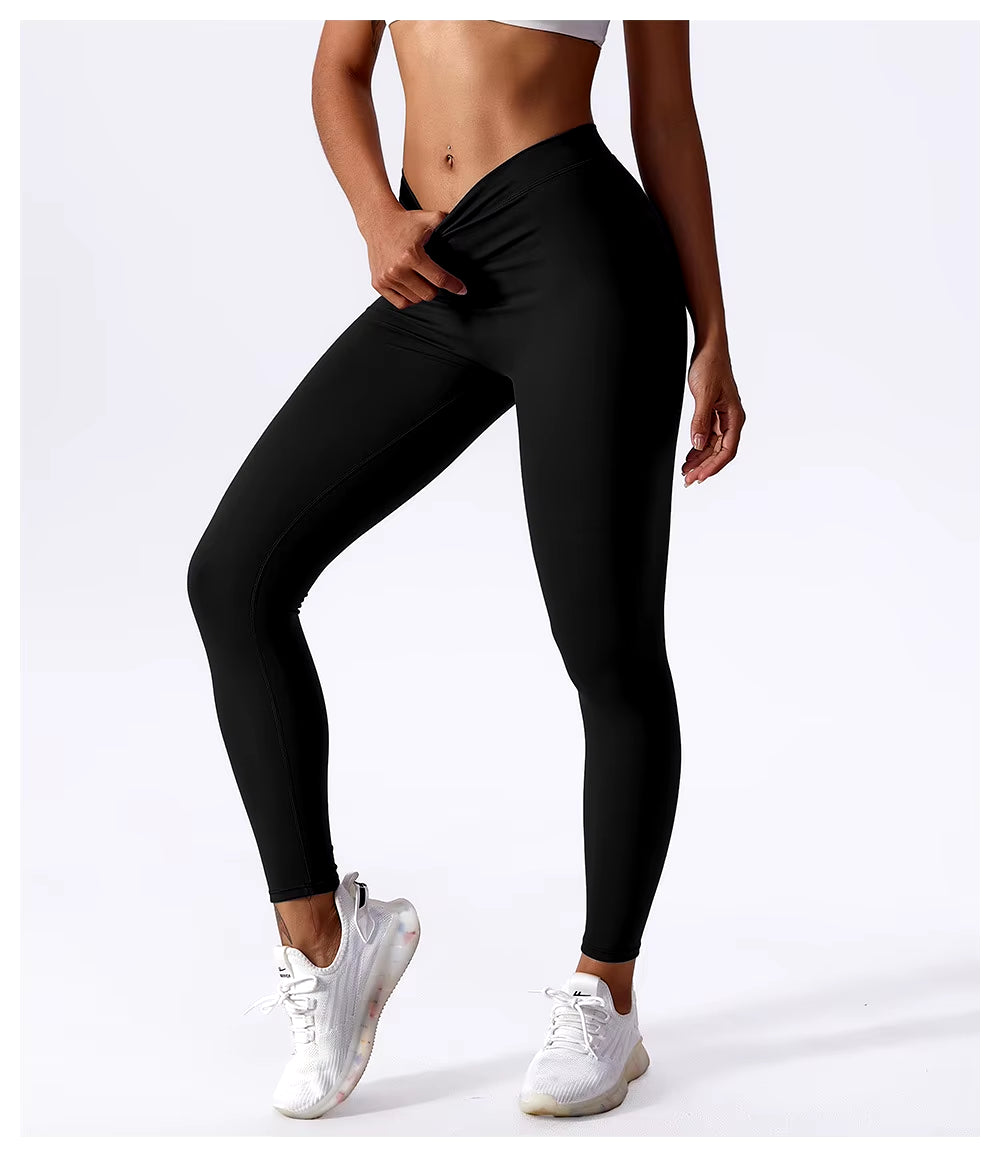 Yoga Pants Back V-Waist Fitness Hip Lift Honey Peach Hip Sports Tights No Awkwardness Thread Warp Hip Long Pants