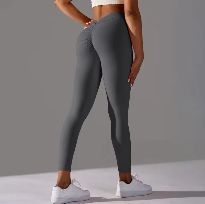 Yoga Pants Back V-Waist Fitness Hip Lift Honey Peach Hip Sports Tights No Awkwardness Thread Warp Hip Long Pants